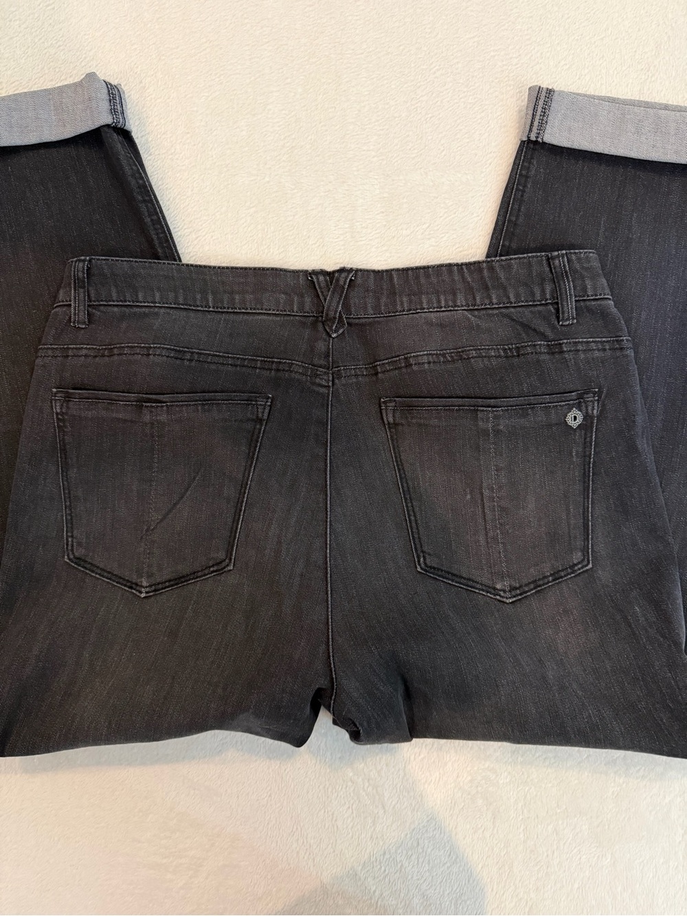"Ab"solution® Petite Black Denim Cuffed Girlfriend Jeans, 14P - Picture 7 of 10